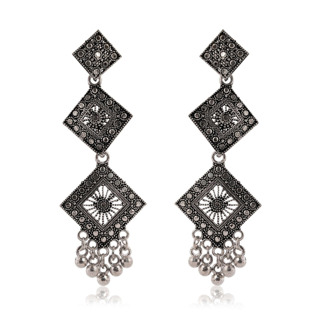 Women Traditional Silver AZ838-OXidised Jhumka Set | German Silver Chand Baliyan & Jhumkas Earrings for Women | Birthday & Anniversary Gift -AZ838-OX-ER47