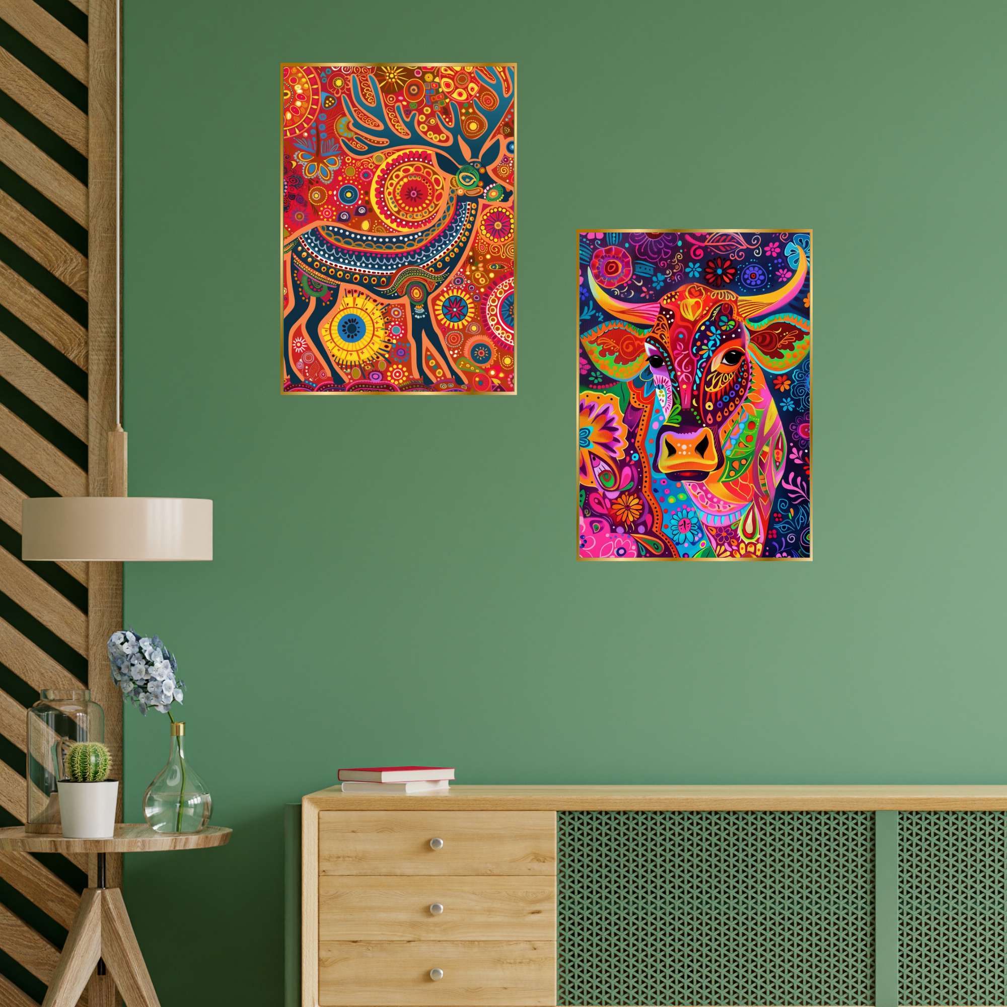 Set of Two Wall Paintings for Wall Dacoration Golden Framed Wall Paintings for Living Room & Bedroom Wall Art for Home Decoration & Office Wall Décor (14x11 inch CH-GD2-8)