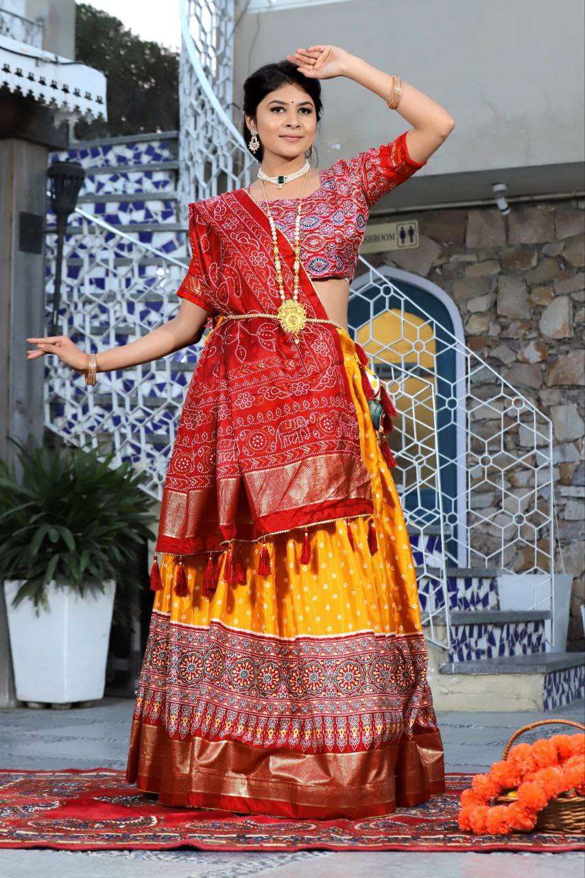 Women's Traditional Bandhani Ghagra Choli with Dupatta ? Navratri & Festive Wear