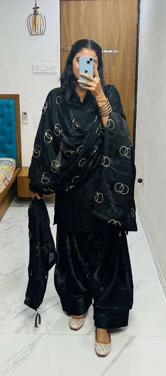 Women's Fendi Silk Solid Muslim Straight Kurti With Pant and Dupatta set