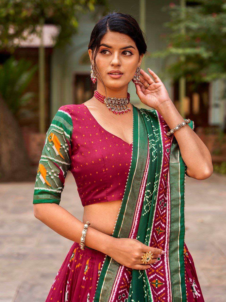 Women's Traditional Printed Lehenga Choli Set with Bandhani Dupatta ? Festive & Navratri Wear
