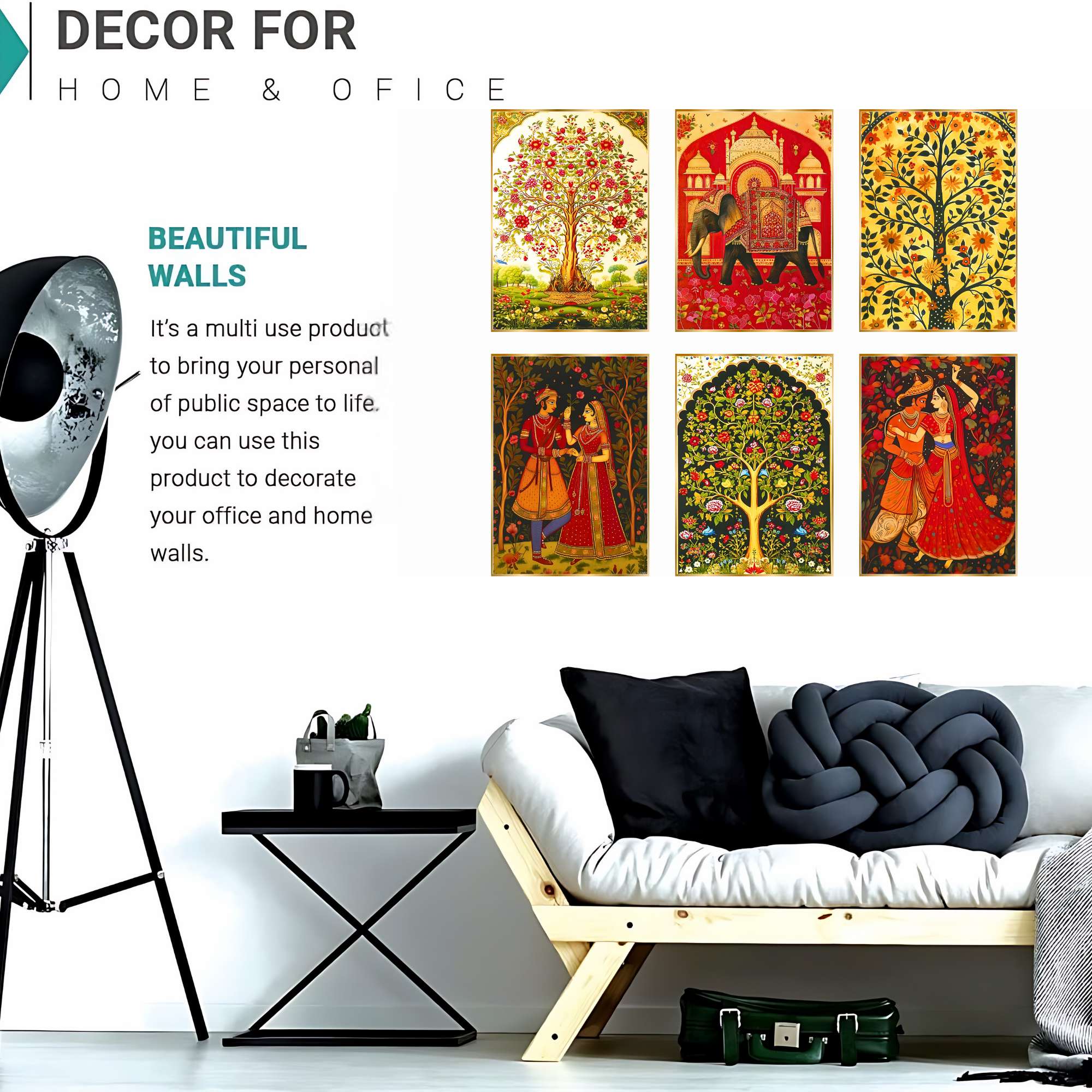 Set of Six Wall Paintings for Wall Dacoration Golden Framed Wall Paintings for Living Room & Bedroom Wall Art for Home Decoration & Office Wall Décor (17x13 inch CH-GD6-10)