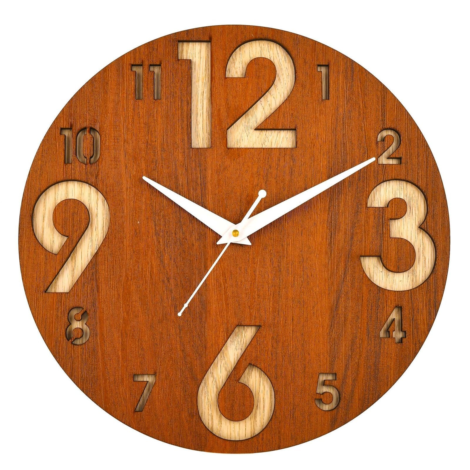 Wooden Silent Non-Ticking Wall Clock for Home Stylish Latest Designer Wall Clock for Home Living Room Bedroom Office Hall