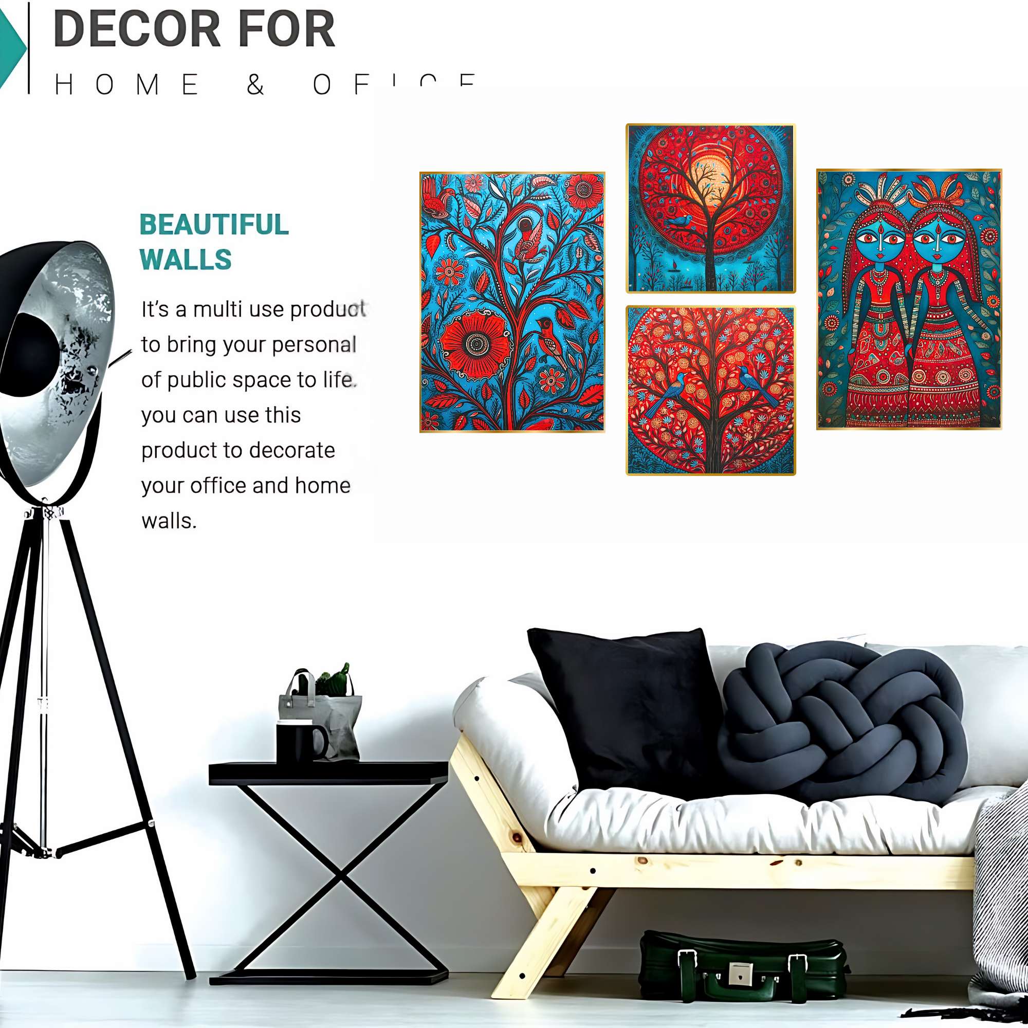 Set of Four Wall Paintings for Wall Dacoration Golden Framed Wall Paintings for Living Room & Bedroom Wall Art for Home Decoration & Office Wall Décor (13x10 inch CH-GD4-9)