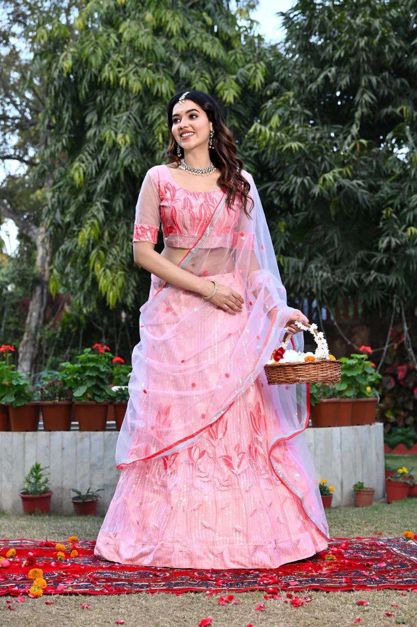 Women's  Tussar Silk Patola Printed Lehenga Set with Dupatta ? Stitched with Can Can Flair