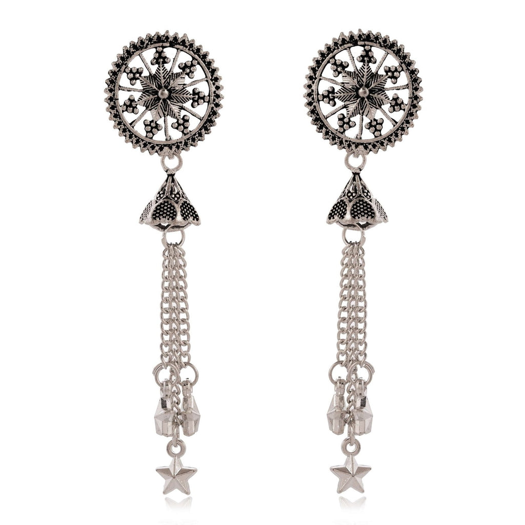 Women Traditional Silver AZ838-OXidised Jhumka Set | German Silver Chand Baliyan & Jhumkas Earrings for Women | Birthday & Anniversary Gift -AZ838-OX-ER49