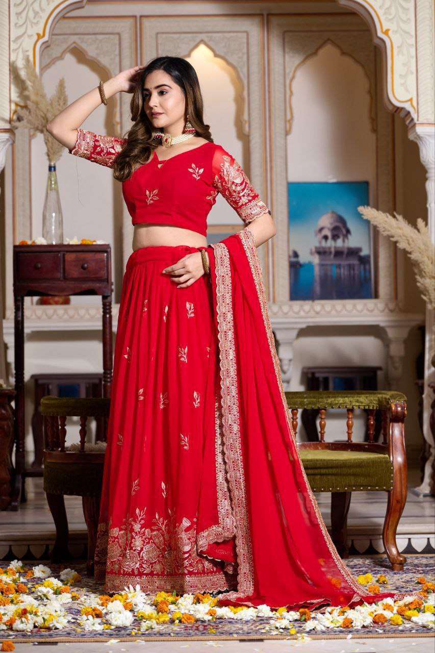 Women's Embroidered Lehenga Choli with Net Dupatta ? Festive & Wedding Wear Set