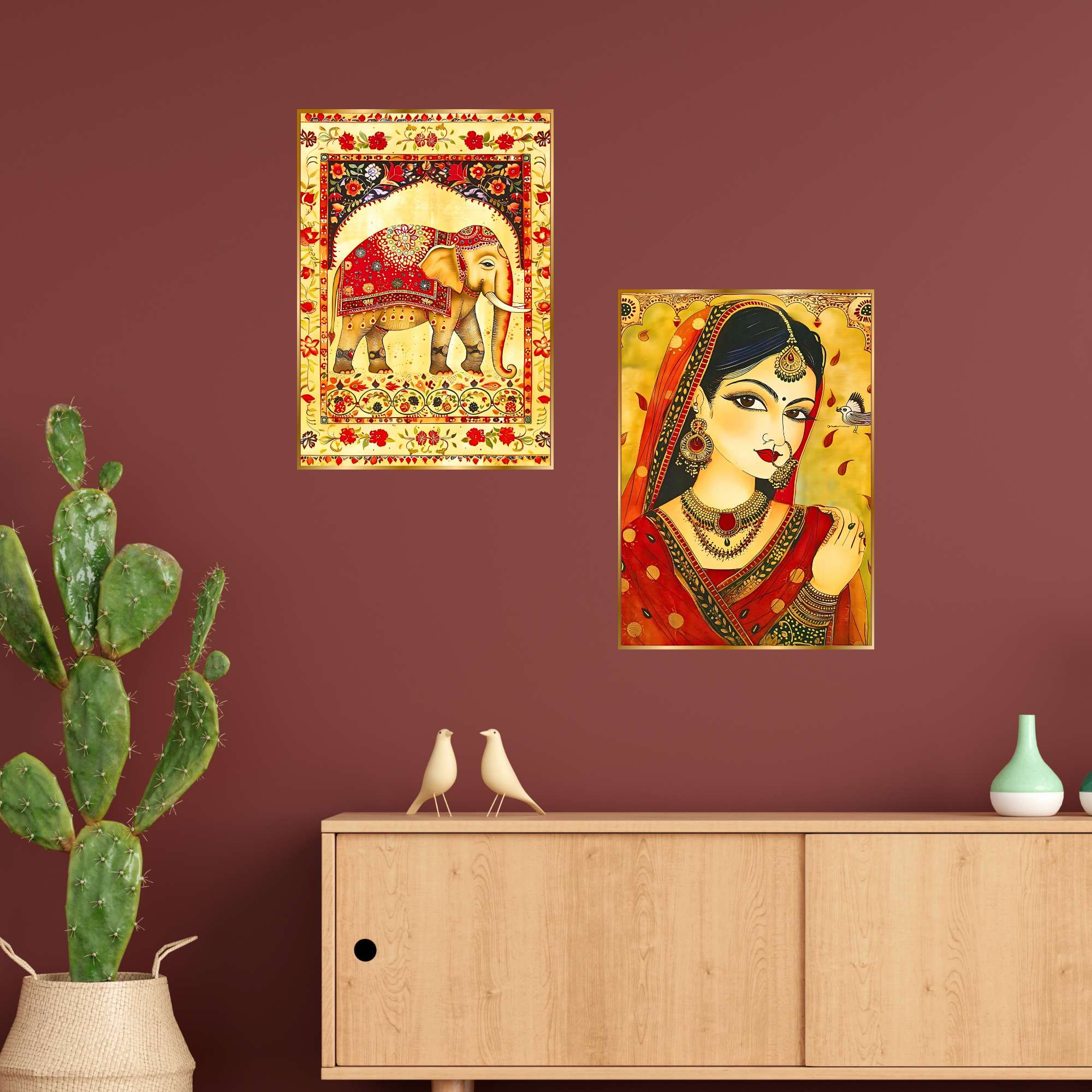 Set of Two Wall Paintings for Wall Dacoration Golden Framed Wall Paintings for Living Room & Bedroom Wall Art for Home Decoration & Office Wall Décor (14x11 inch CH-GD2-11)