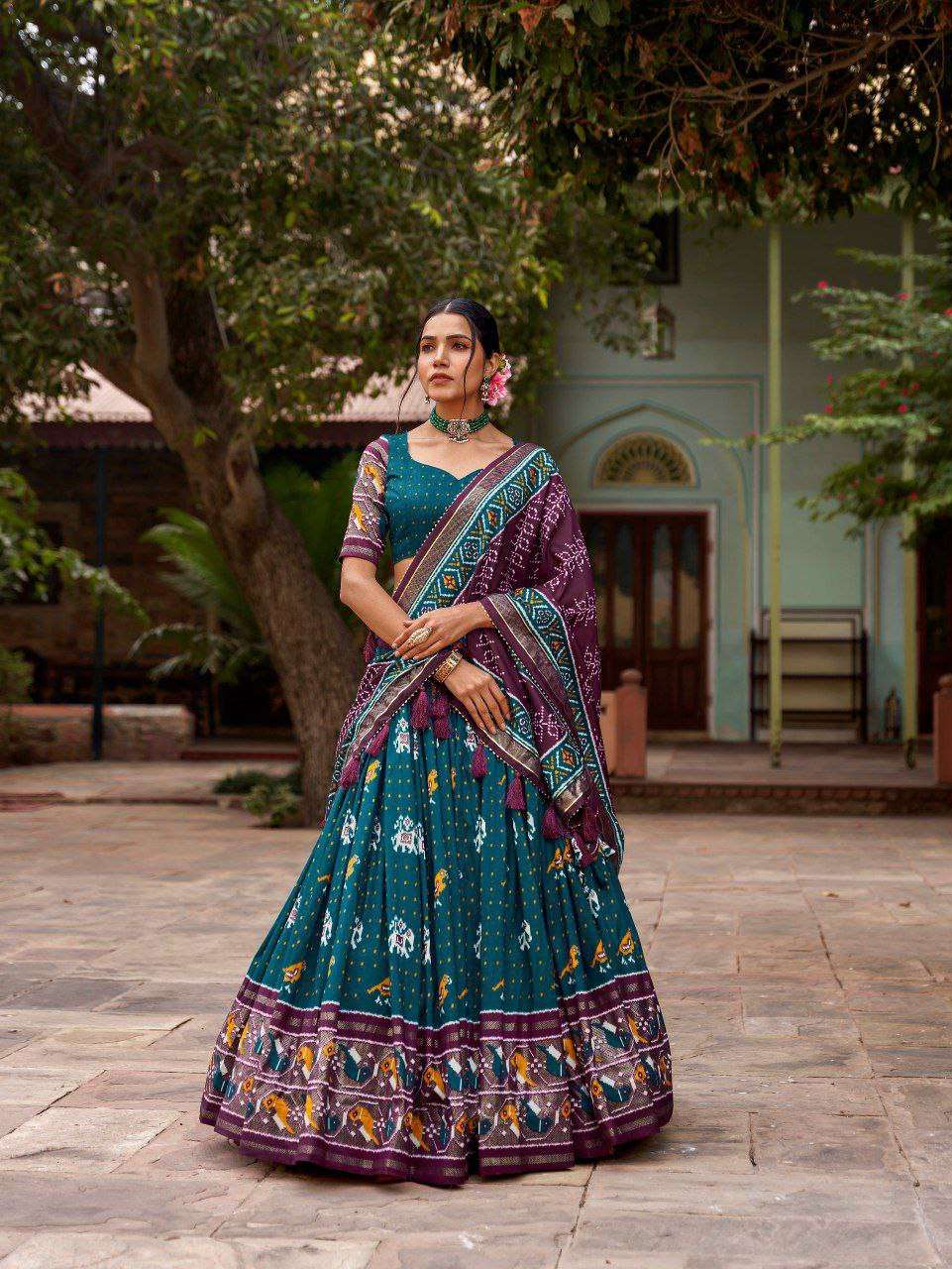 Women's Traditional Printed Lehenga Choli Set with Bandhani Dupatta ? Festive & Navratri Wear