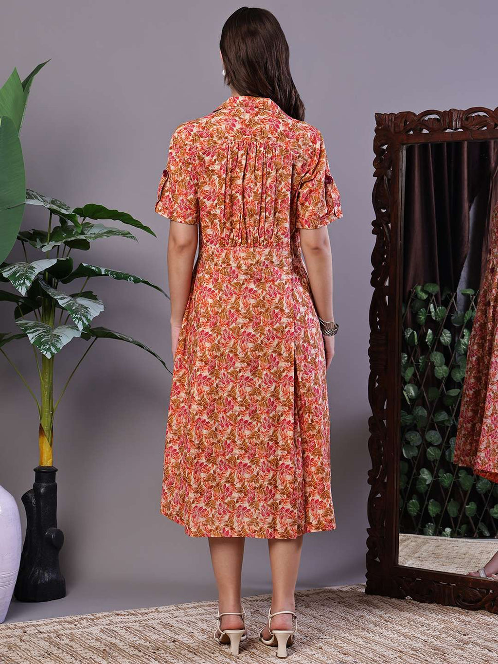Women's MultiColor Velvet Floral Printed Fit & Flare Dress