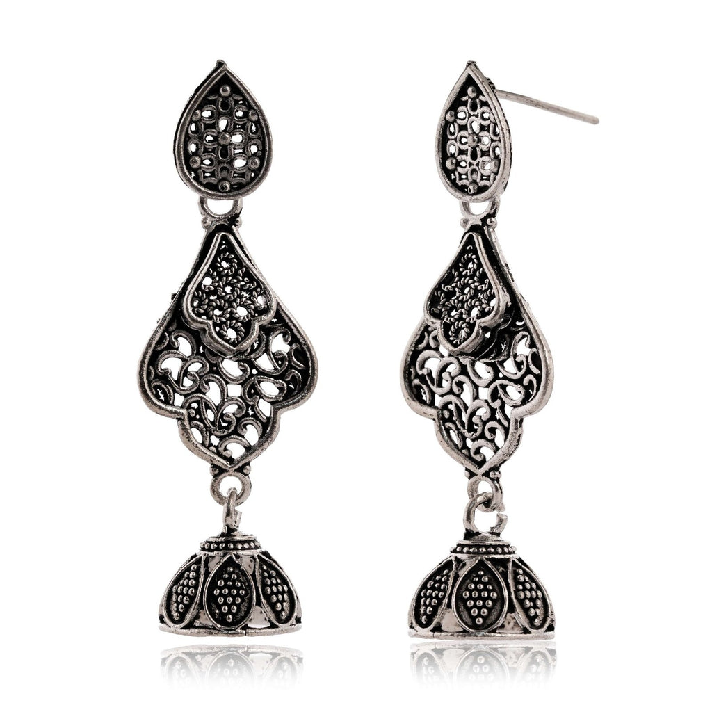 Women's Indian Bollywood Stylish AZ838-OXidised Earrings Traditional Ethnic Jhumka/Jhumki Earrings for Women - Unique Design -AZ838-OX-ER20