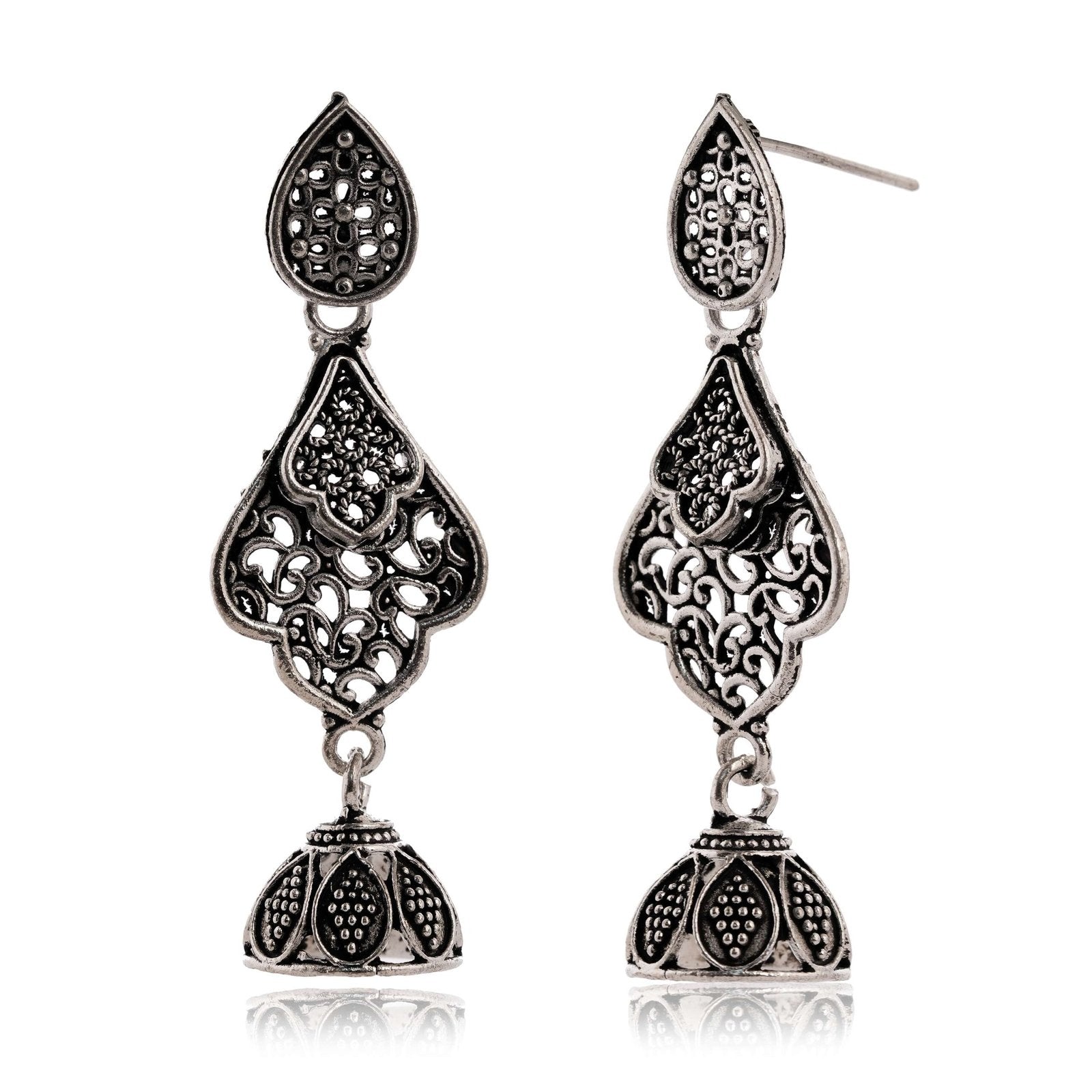 Women's Indian Bollywood Stylish AZ838-OXidised Earrings Traditional Ethnic Jhumka/Jhumki Earrings for Women - Unique Design -AZ838-OX-ER20