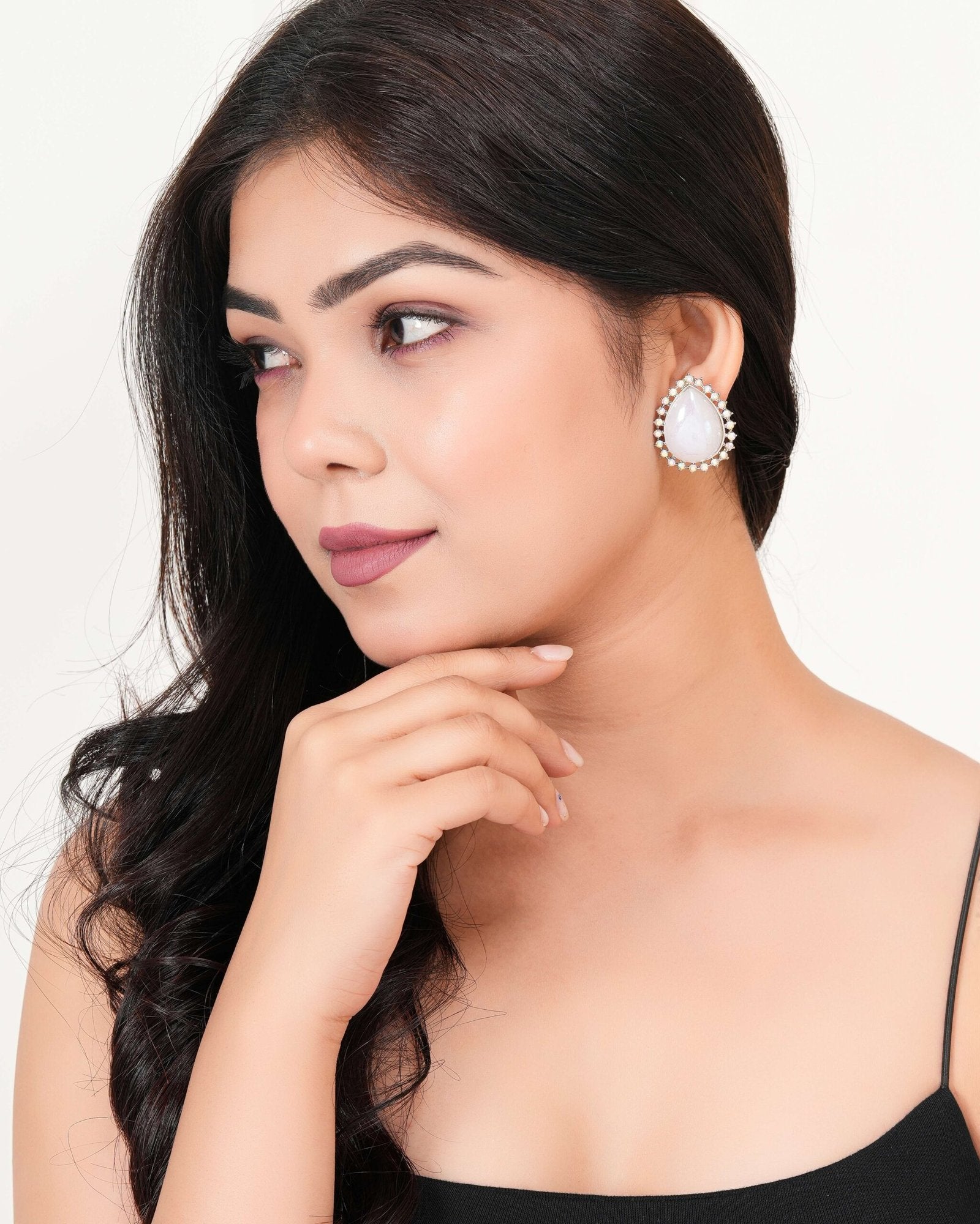 Women's Indo Western Teardrop Shaped Party Wear Ethnic Stud Earrings for Women -AZ838-OX-ER15