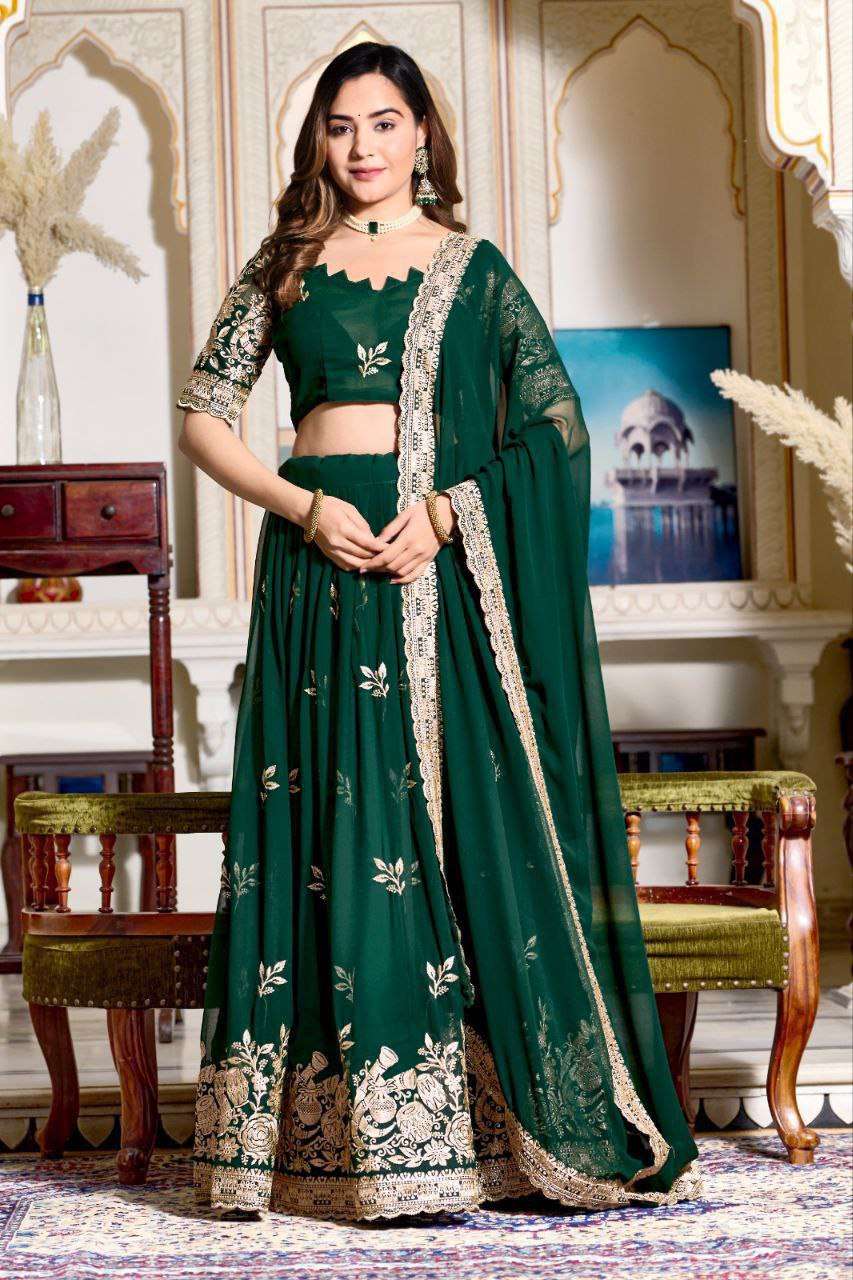 Women's Embroidered Lehenga Choli with Net Dupatta ? Festive & Wedding Wear Set
