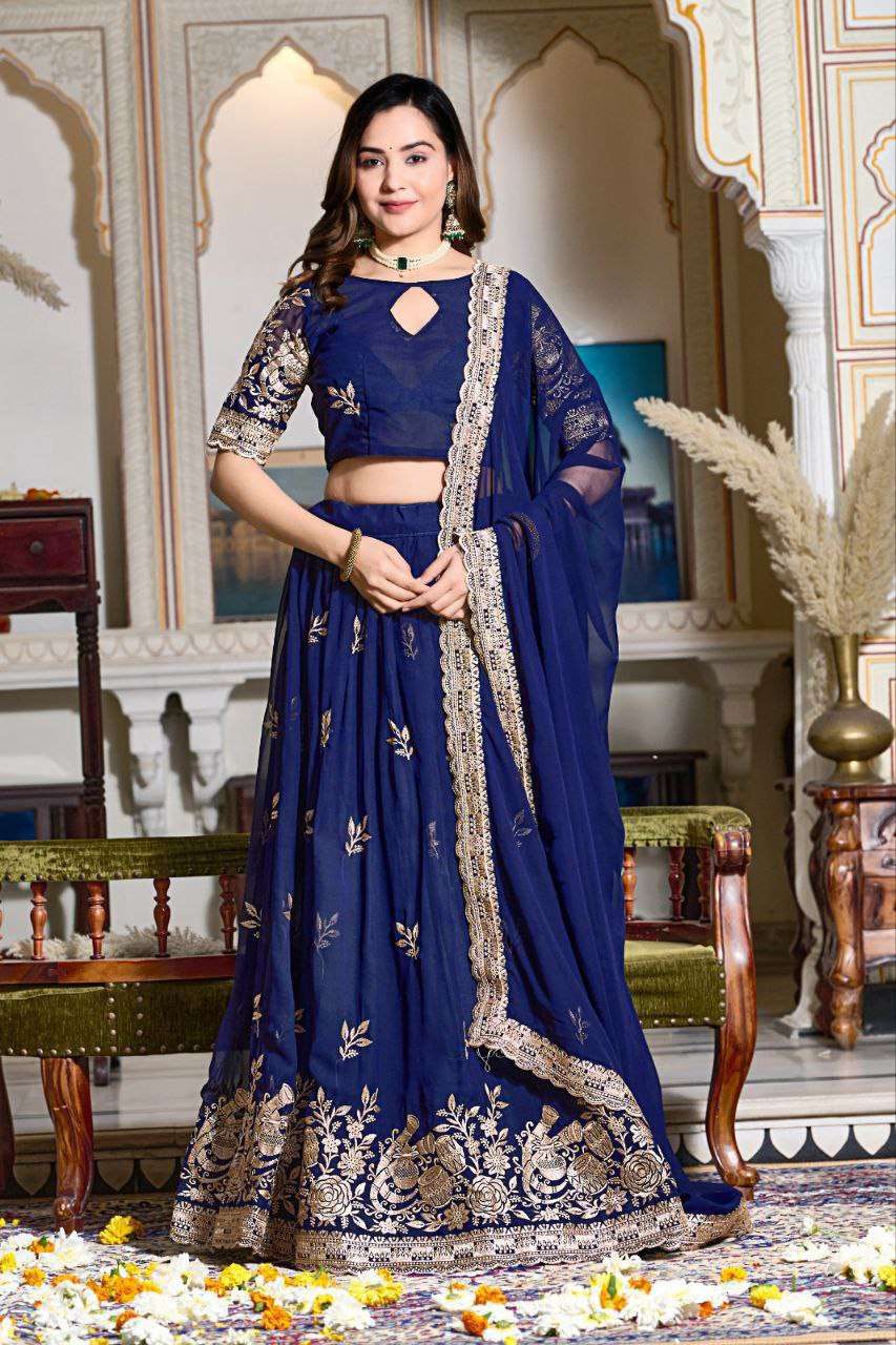 Women's Embroidered Lehenga Choli with Net Dupatta ? Festive & Wedding Wear Set