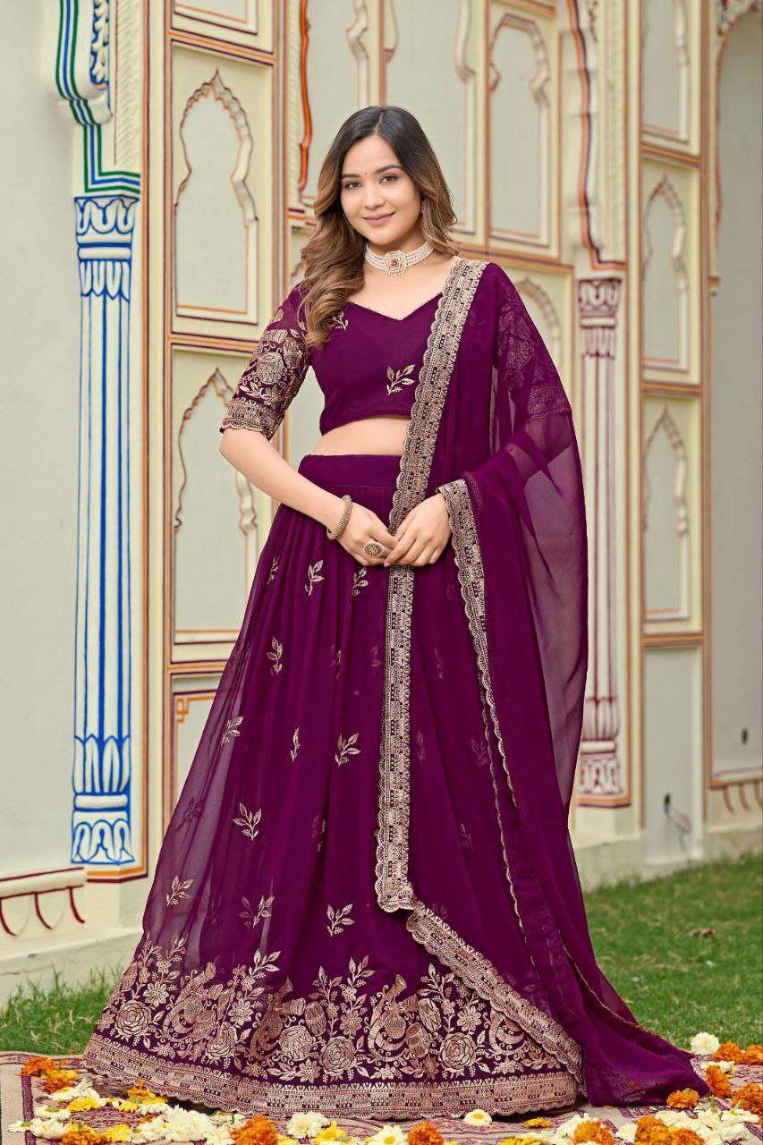Women's Embroidered Lehenga Choli with Net Dupatta ? Festive & Wedding Wear Set