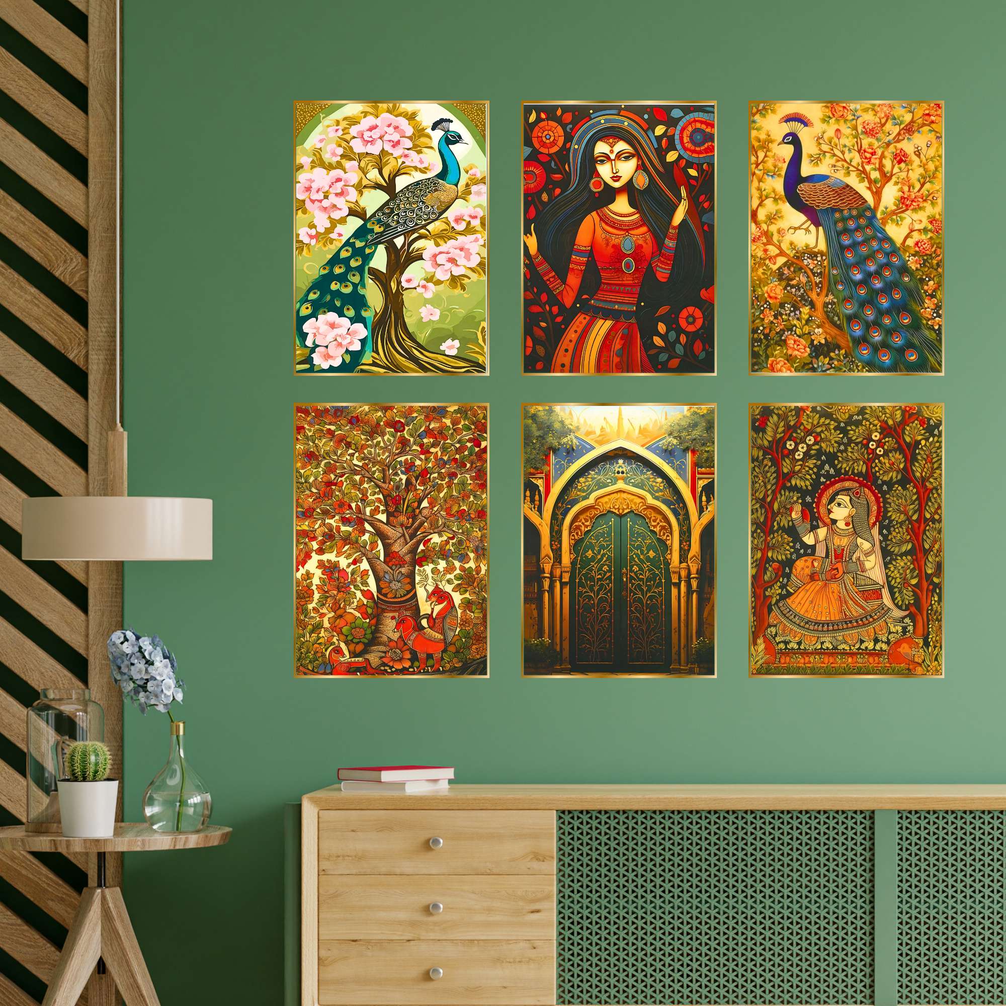 Set of Six Wall Paintings for Wall Dacoration Golden Framed Wall Paintings for Living Room & Bedroom Wall Art for Home Decoration & Office Wall Décor (13x10 inch CH-GD6-2)