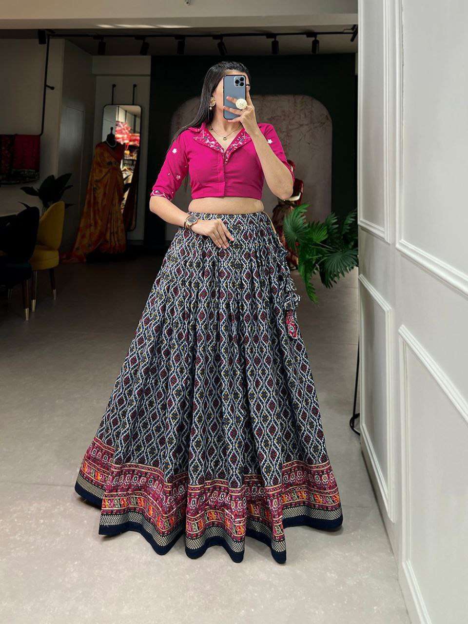 Women's Printed Ethnic Lehenga Choli Set with Embroidered Blouse ? Stylish Festive Wear