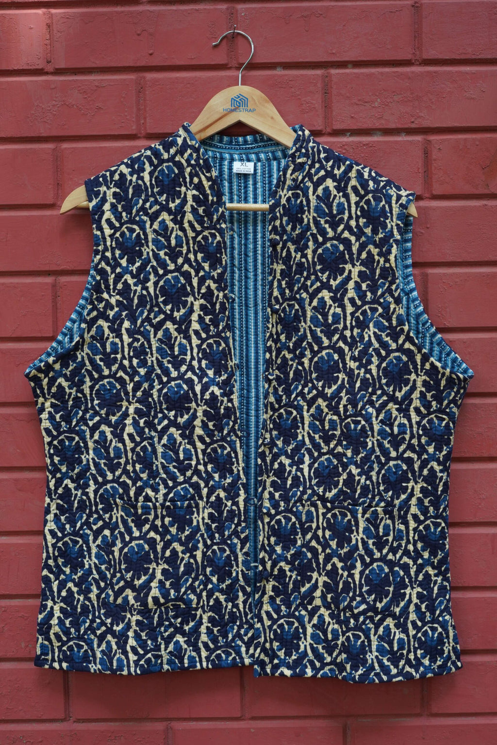 Womens Navy Blue Velvet Embroidered Jacket with Floral Design