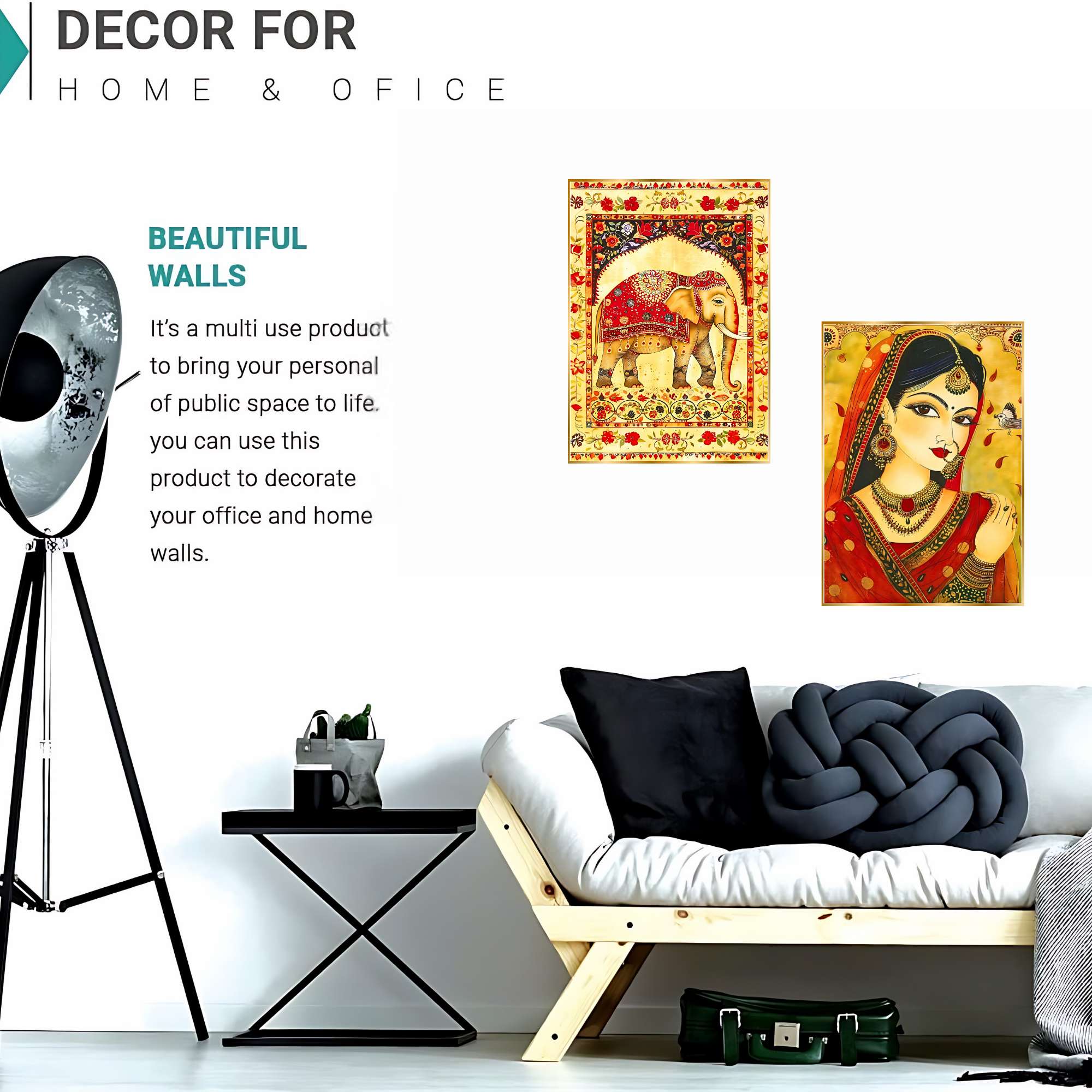 Set of Two Wall Paintings for Wall Dacoration Golden Framed Wall Paintings for Living Room & Bedroom Wall Art for Home Decoration & Office Wall Décor (14x11 inch CH-GD2-11)