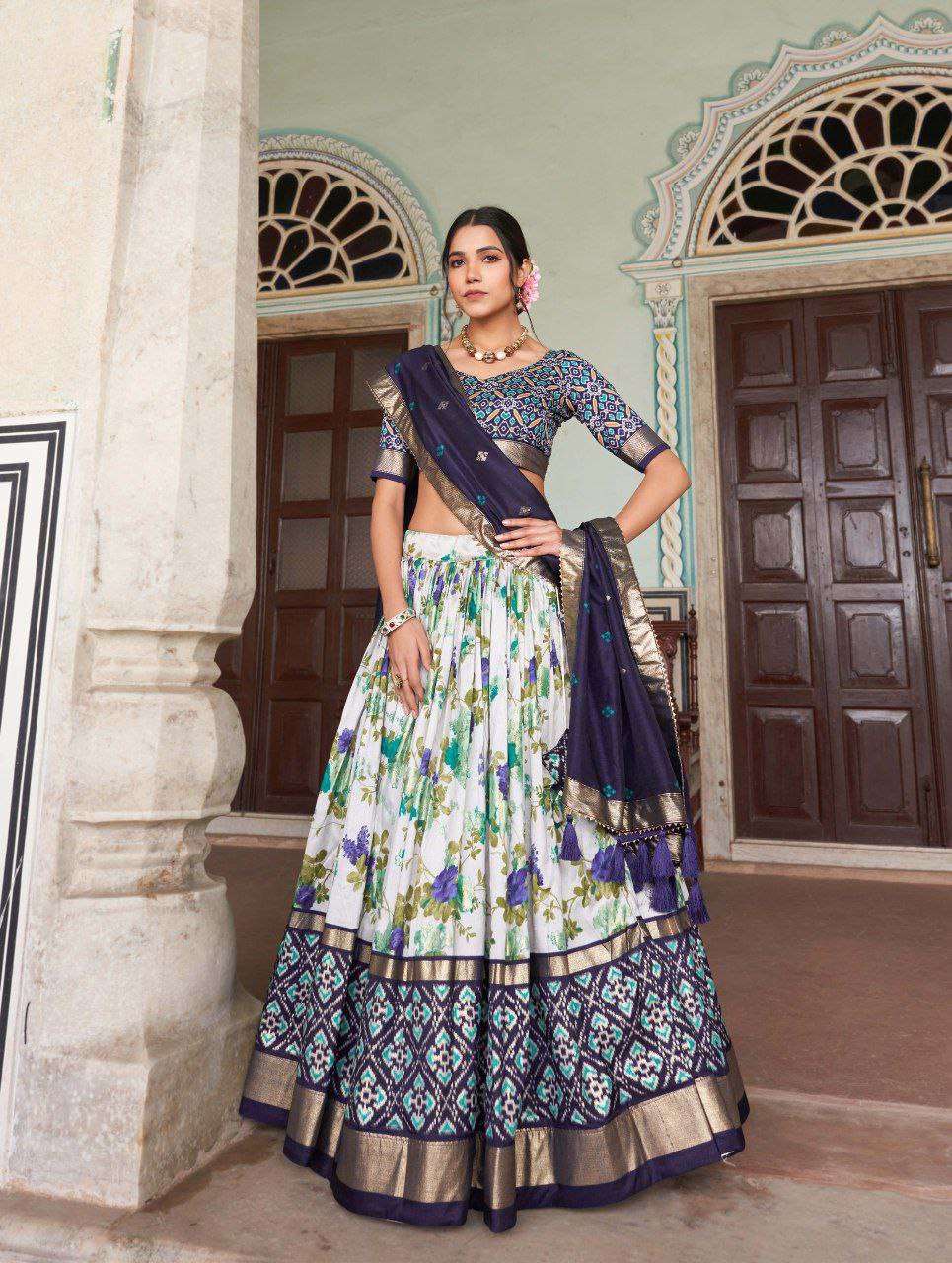Women's Tussar Silk Patola Print Lehenga Choli with Dupatta ? Foil Work Stitched Lehenga Set