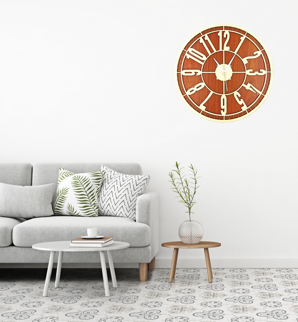 Wooden Silent Non-Ticking Wall Clock for Home Stylish Latest Designer Wall Clock for Home Living Room Bedroom Office Hall