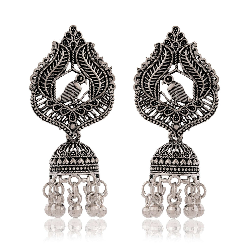 Women's Indian Bollywood Stylish AZ838-OXidised Earrings Traditional Ethnic Jhumka/Jhumki Earrings for Women Unique Design -AZ838-OX-ER5