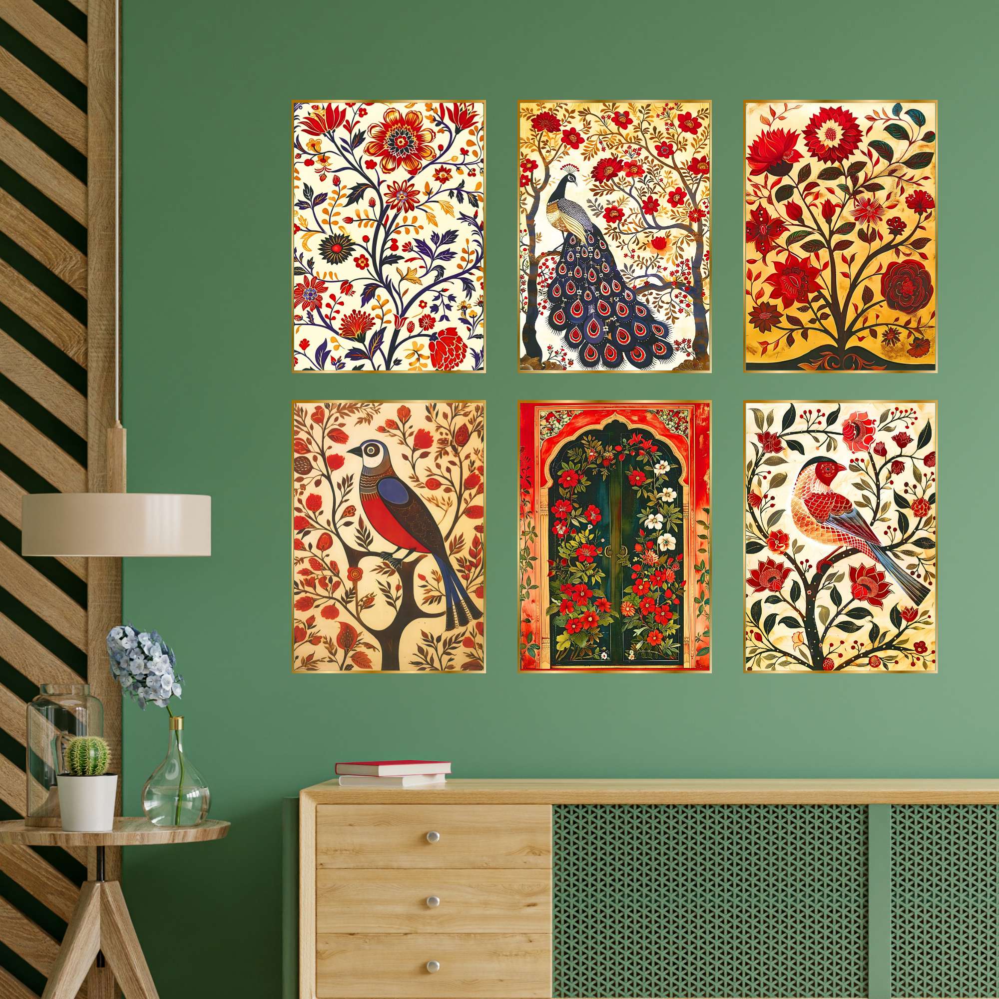 Set of Six Wall Paintings for Wall Dacoration Golden Framed Wall Paintings for Living Room & Bedroom Wall Art for Home Decoration & Office Wall Décor (17x13 inch CH-GD6-9)