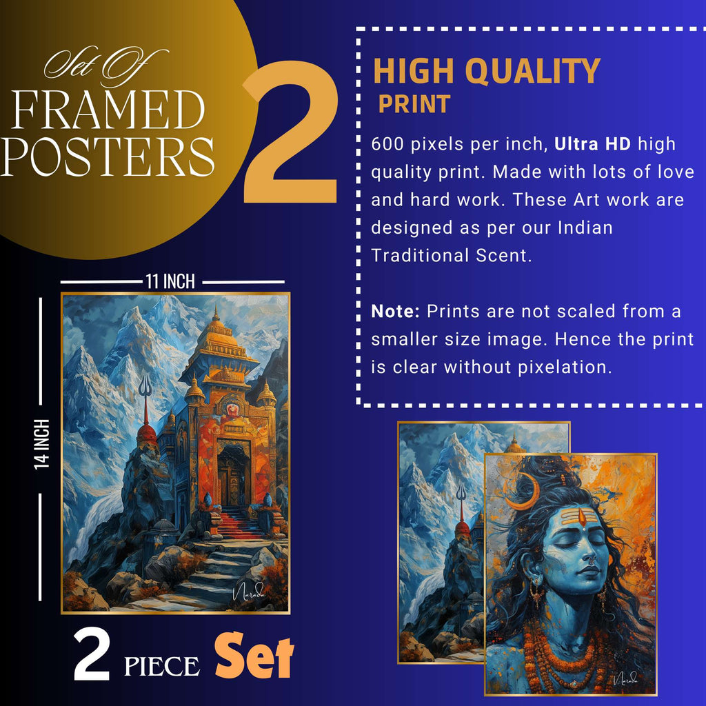 Set of Two Wall Paintings for Wall Dacoration Golden Framed Wall Paintings for Living Room & Bedroom Wall Art for Home Decoration & Office Wall Décor (14x11 inch CH-GD2-7)