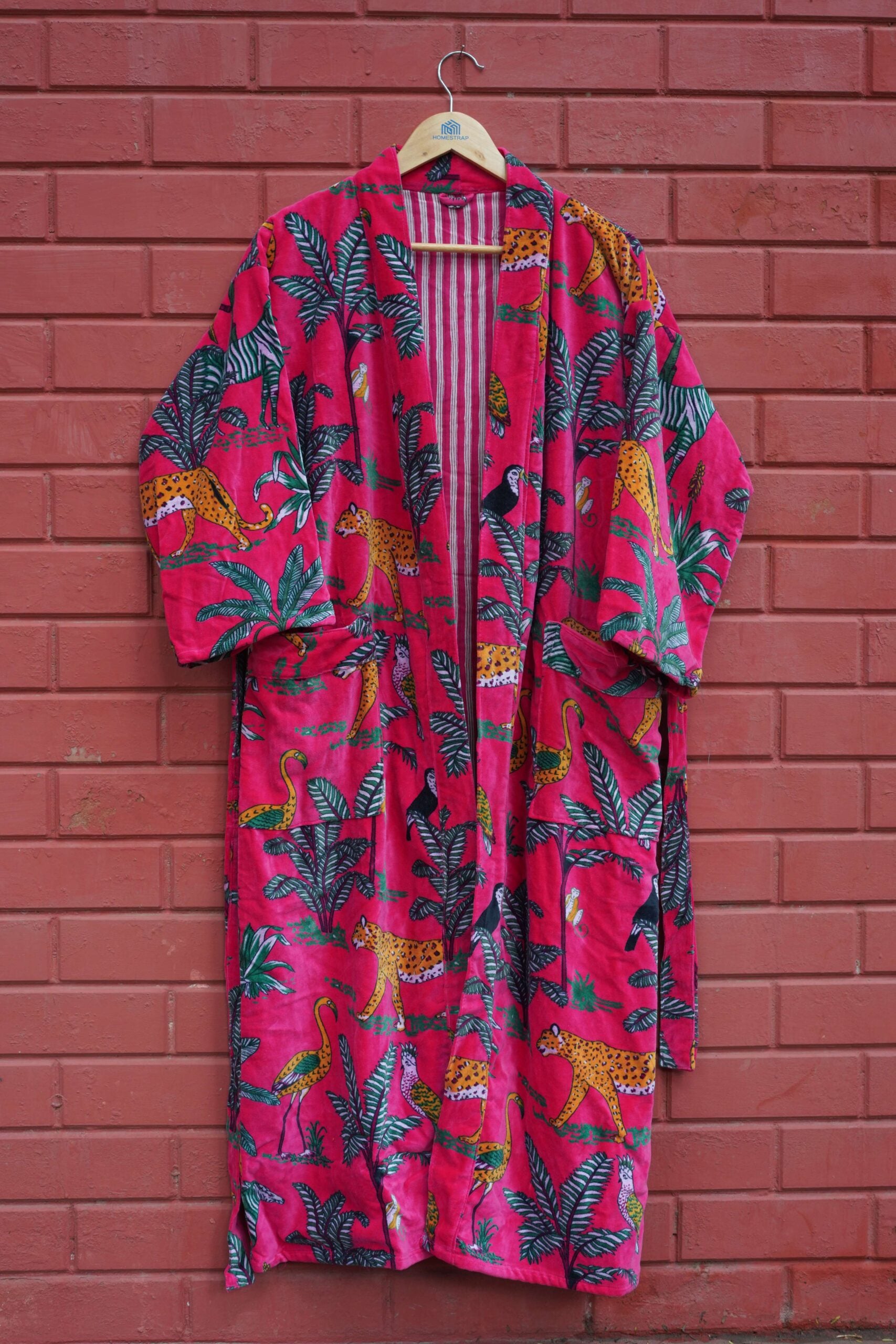 Womens Pink Velvet Embroidered Jacket with Floral Design