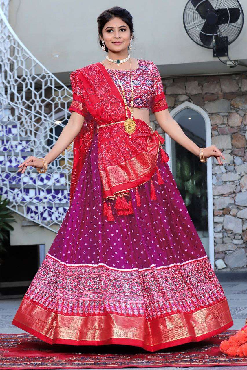 Women's Traditional Bandhani Ghagra Choli with Dupatta ? Navratri & Festive Wear