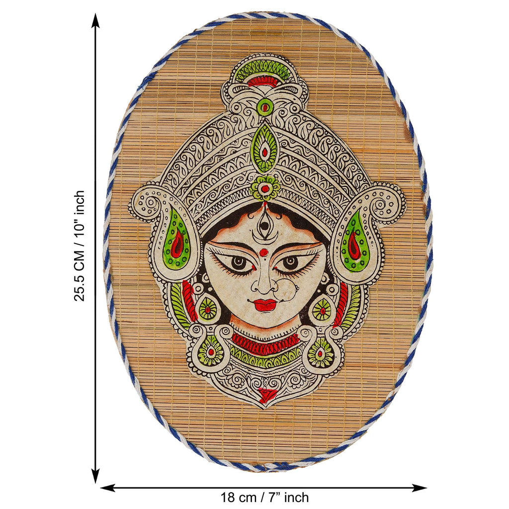 Oval Shaped Design Bamboo Hand Crafted Wall Hangings Of Durga Maa For Home Decor | Bamboo Art For Wall Decor