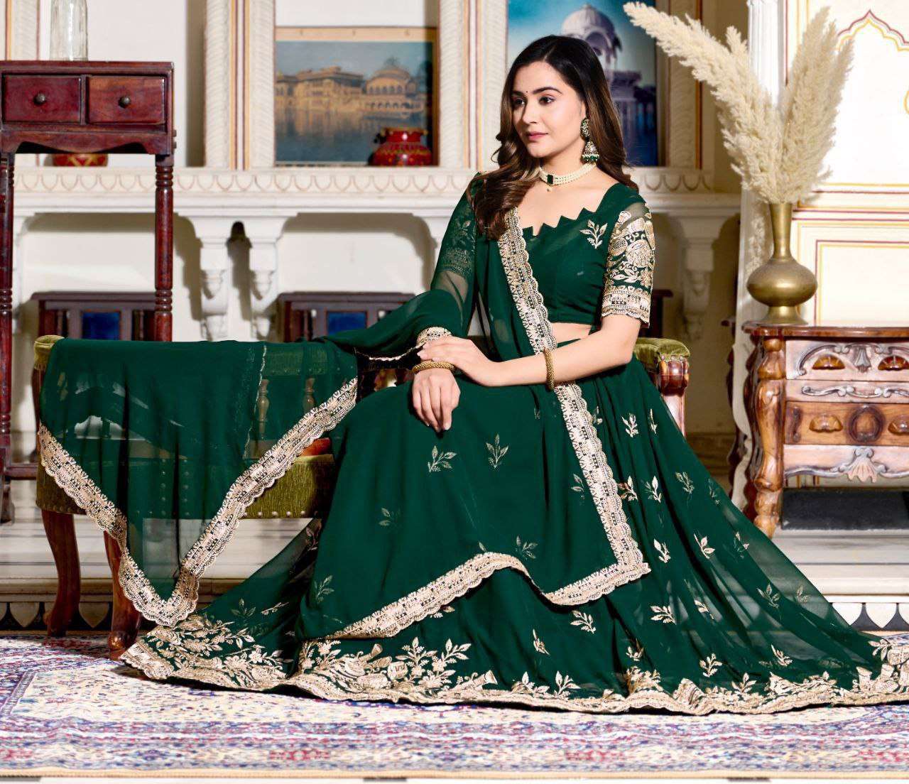 Women's Embroidered Lehenga Choli with Net Dupatta ? Festive & Wedding Wear Set