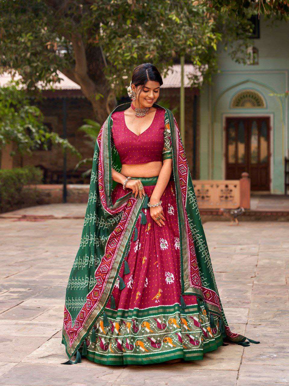Women's Traditional Printed Lehenga Choli Set with Bandhani Dupatta ? Festive & Navratri Wear