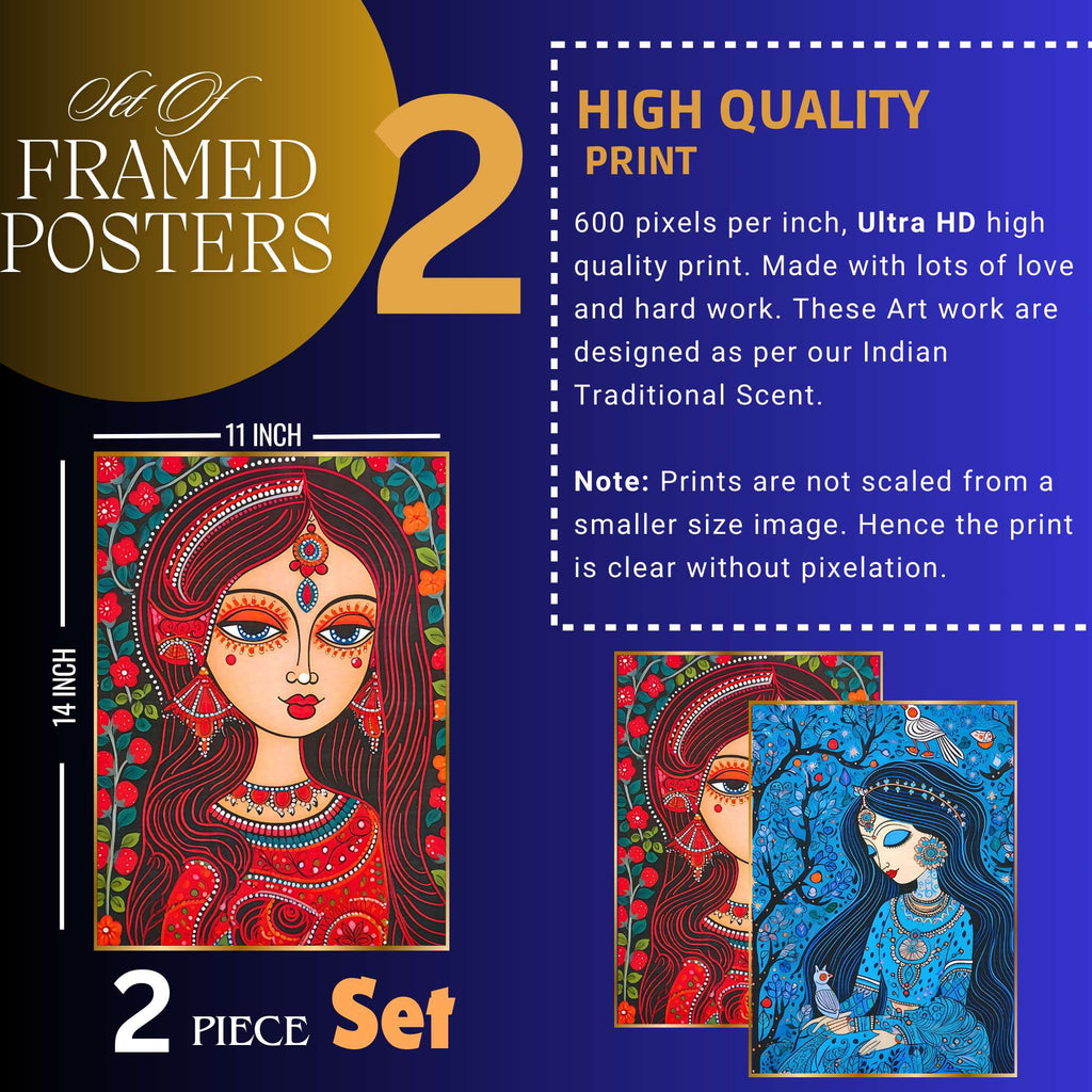 Set of Two Wall Paintings for Wall Dacoration Golden Framed Wall Paintings for Living Room & Bedroom Wall Art for Home Decoration & Office Wall Décor (14x11 inch CH-GD2-2)