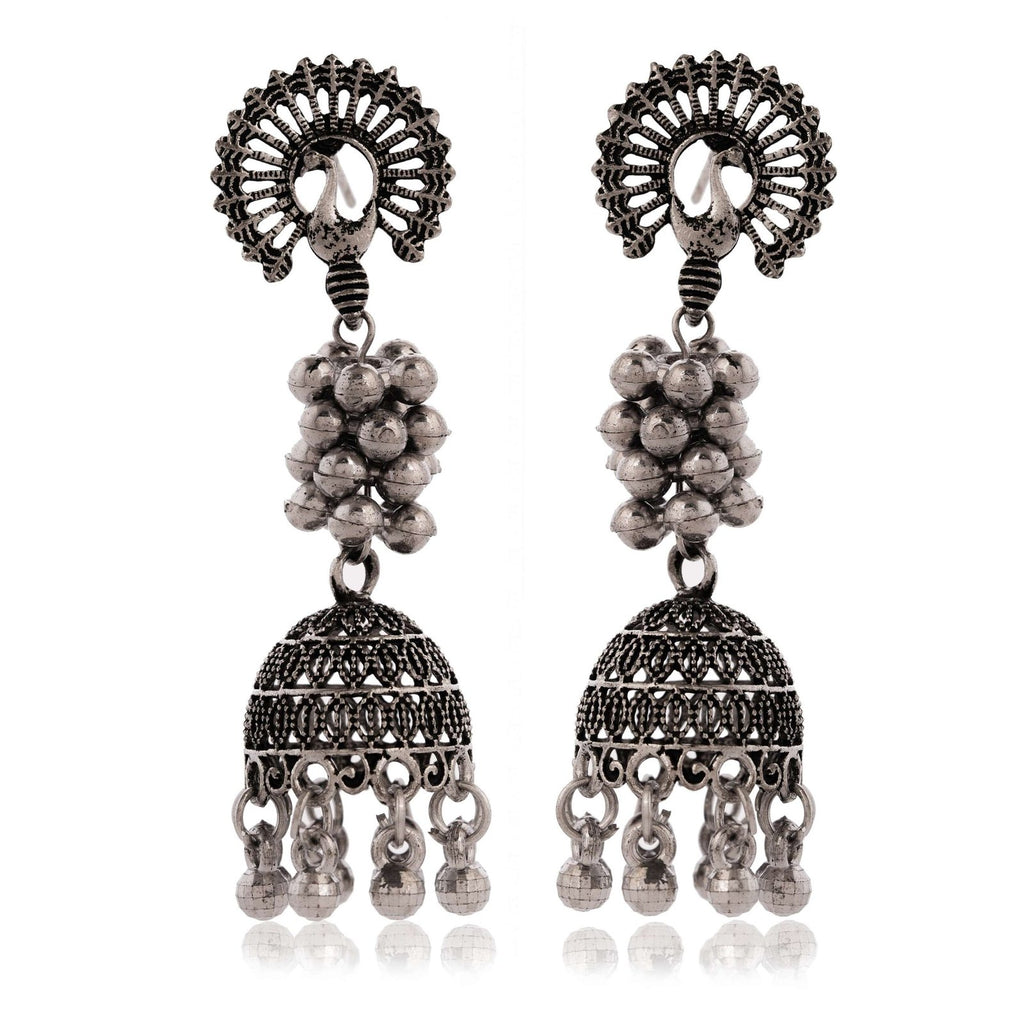 Women's Indian Bollywood Stylish AZ838-OXidised Earrings Traditional Ethnic Jhumka/Jhumki Earrings for Women Unique Design -AZ838-OX-ER7