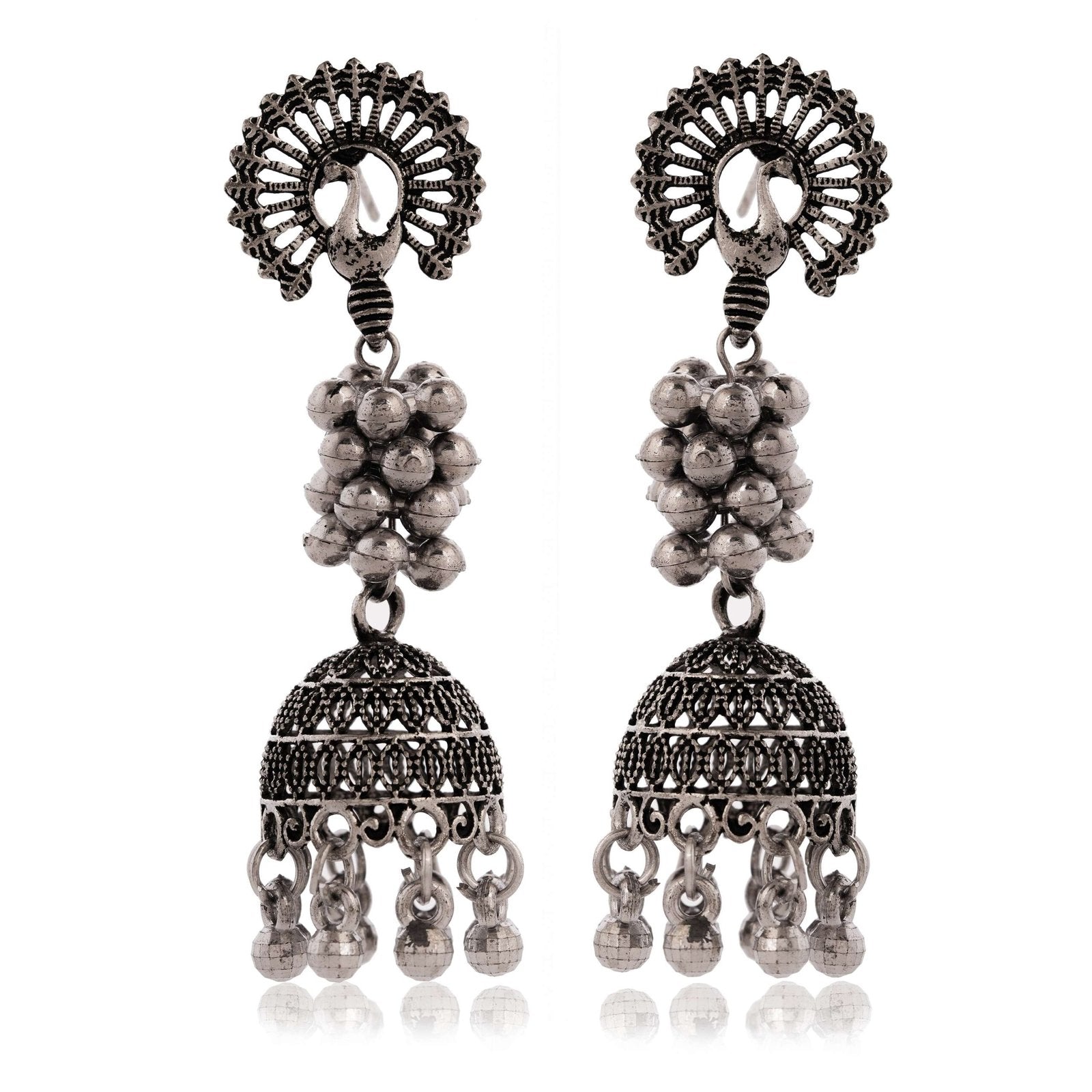 Women's Indian Bollywood Stylish AZ838-OXidised Earrings Traditional Ethnic Jhumka/Jhumki Earrings for Women Unique Design -AZ838-OX-ER7
