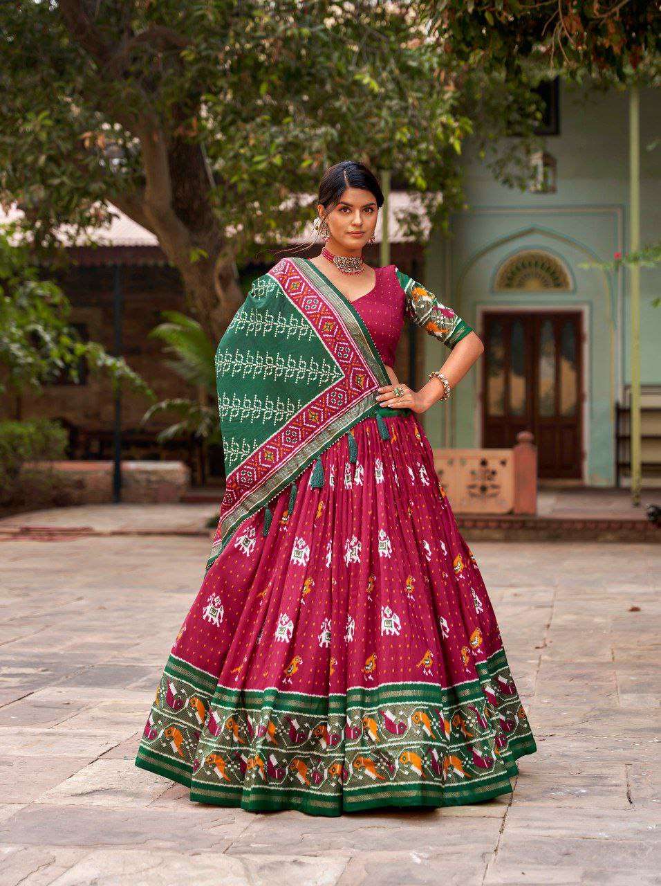 Women's Traditional Printed Lehenga Choli Set with Bandhani Dupatta ? Festive & Navratri Wear