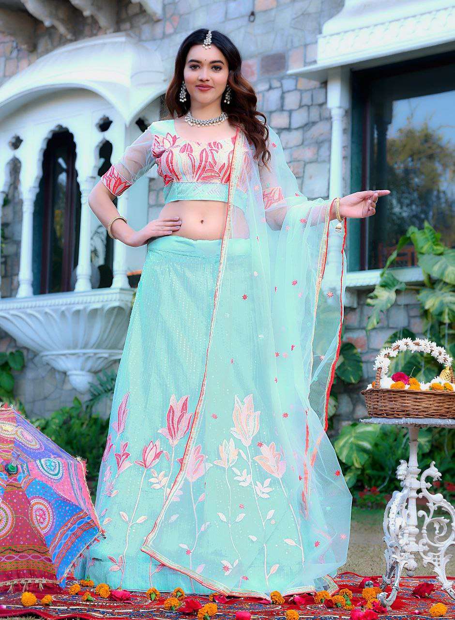Women's  Tussar Silk Patola Printed Lehenga Set with Dupatta ? Stitched with Can Can Flair