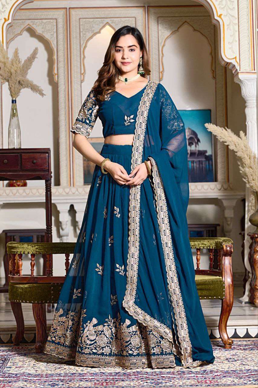 Women's Embroidered Lehenga Choli with Net Dupatta ? Festive & Wedding Wear Set