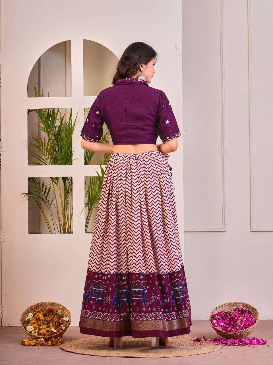 Women's Tussar Silk Patola Print Lehenga Choli Set with Foil Work