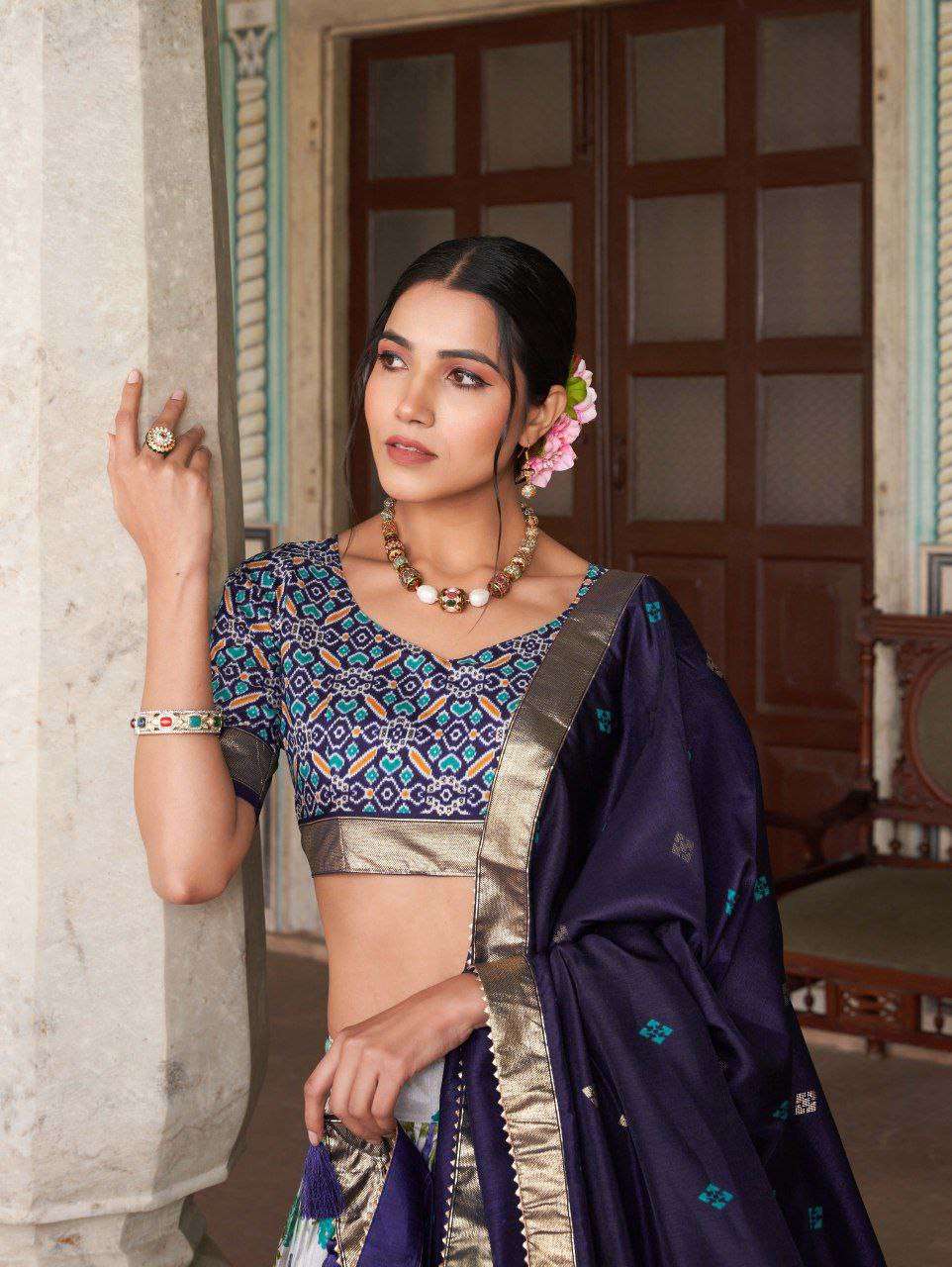 Women's Tussar Silk Patola Print Lehenga Choli with Dupatta ? Foil Work Stitched Lehenga Set