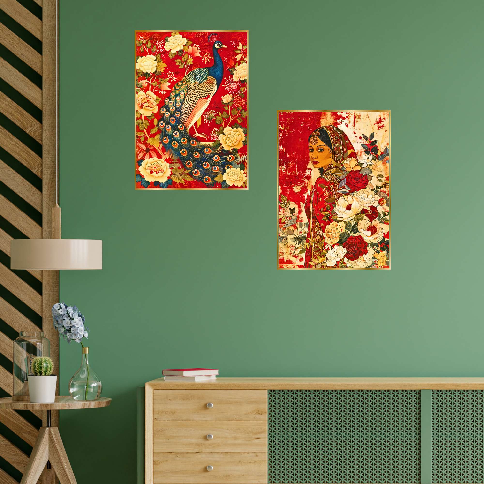 Set of Two Wall Paintings for Wall Dacoration Golden Framed Wall Paintings for Living Room & Bedroom Wall Art for Home Decoration & Office Wall Décor (14x11 inch CH-GD2-3)