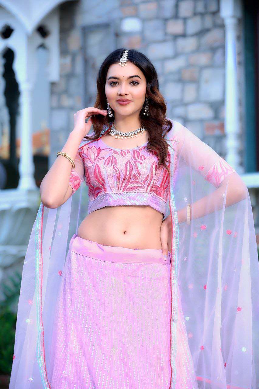 Women's  Tussar Silk Patola Printed Lehenga Set with Dupatta ? Stitched with Can Can Flair