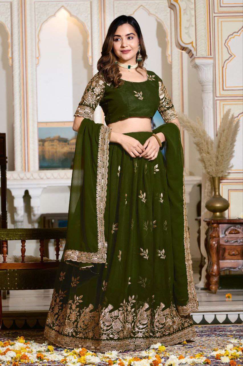Women's Embroidered Lehenga Choli with Net Dupatta ? Festive & Wedding Wear Set