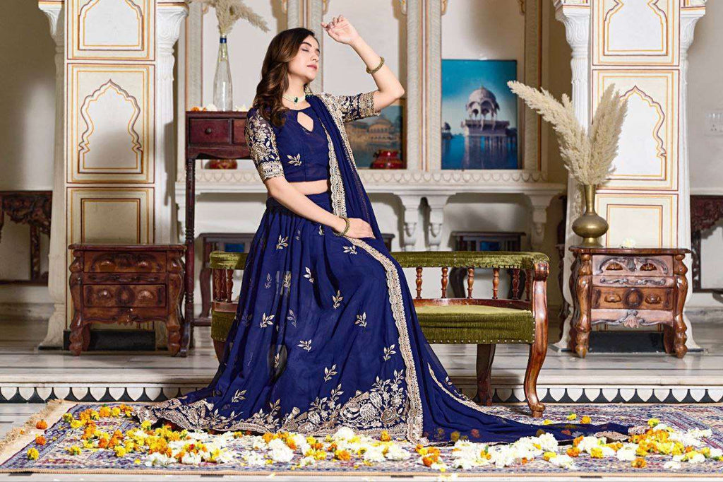 Women's Embroidered Lehenga Choli with Net Dupatta ? Festive & Wedding Wear Set