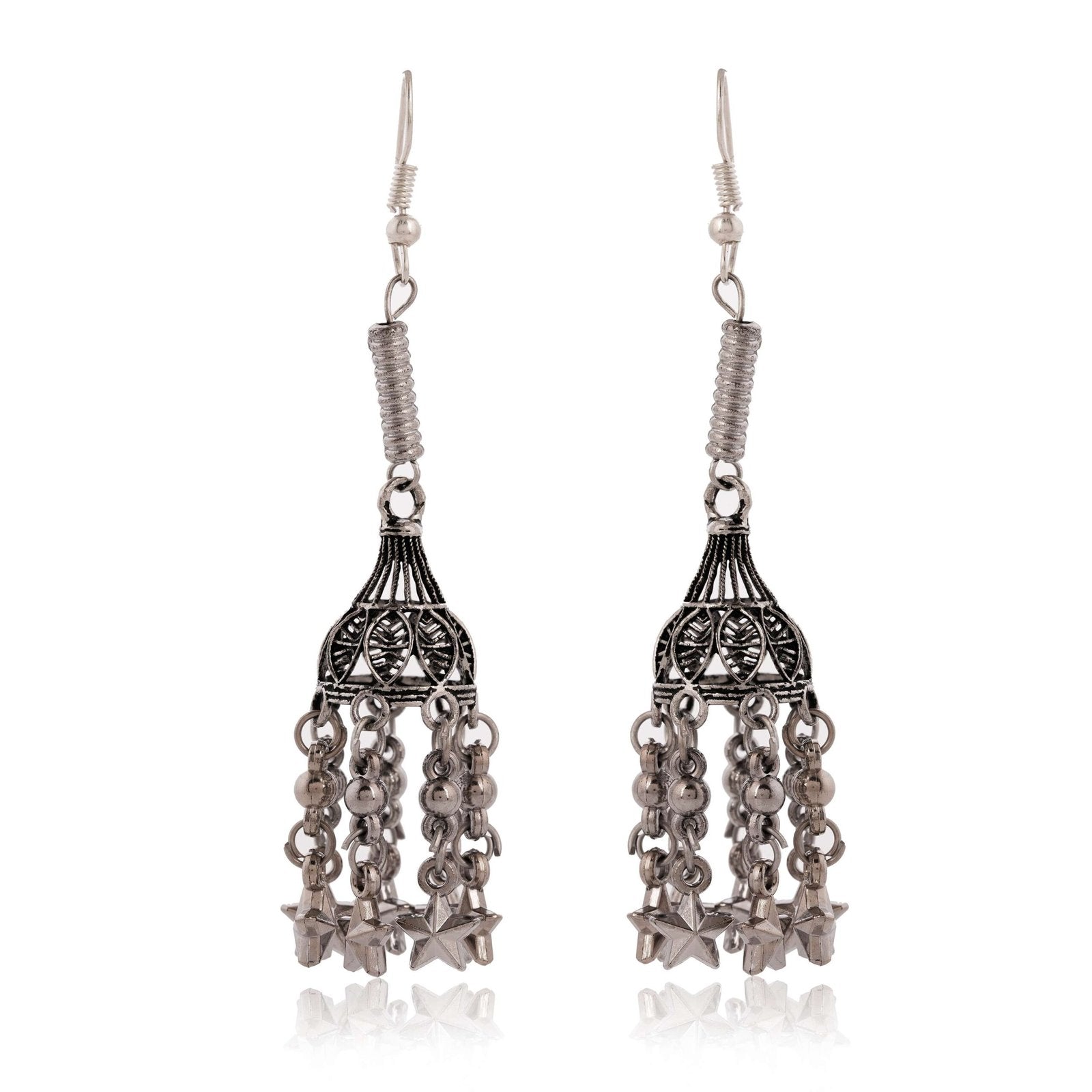 Women's AZ838-OXidised Multipel Layer Long Jhumka Earrings for women Nickel Jhumki Earring