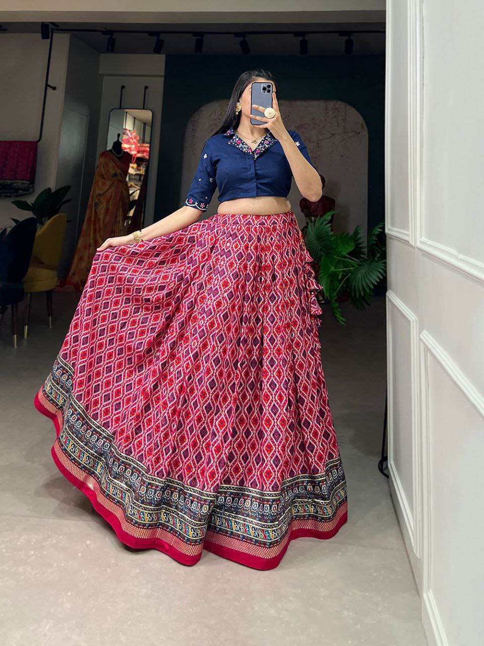 Women's Printed Ethnic Lehenga Choli Set with Embroidered Blouse ? Stylish Festive Wear