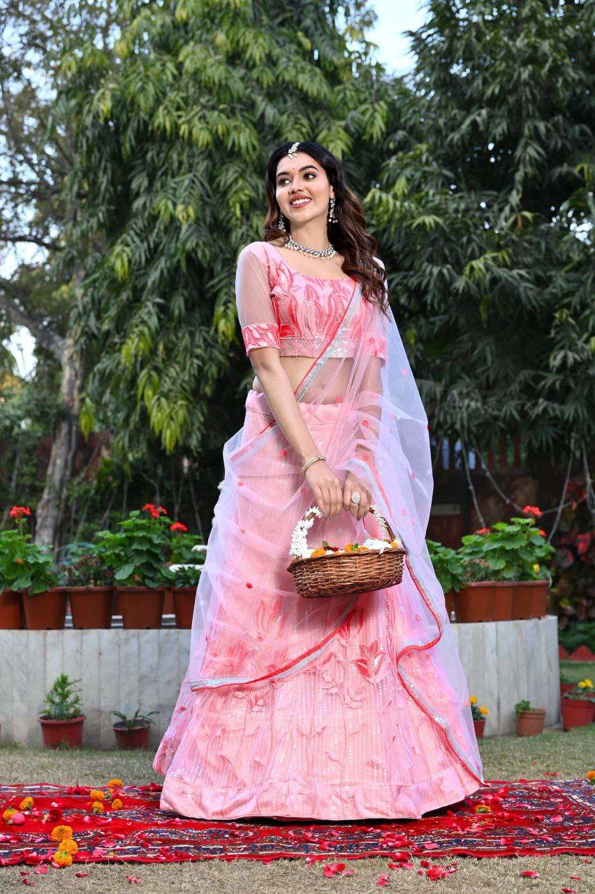 Women's  Tussar Silk Patola Printed Lehenga Set with Dupatta ? Stitched with Can Can Flair
