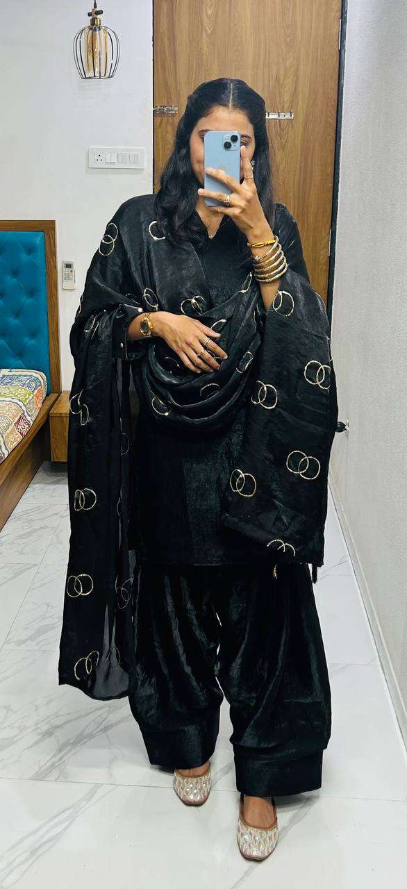 Women's Fendi Silk Solid Muslim Straight Kurti With Pant and Dupatta set